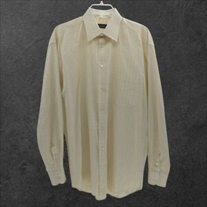 Canali Men's Dress Shirt Long Sleeve Button Up Yellow Plaid Grid Pattern XL